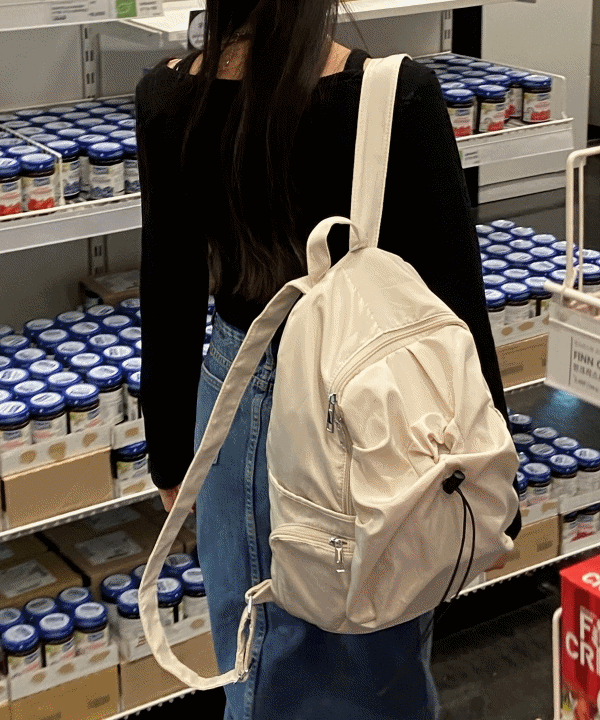 [당일발송🔥/남여공용] 랑프 나일론 스트링 텀블러 포켓 가방 배낭 백팩 3 color